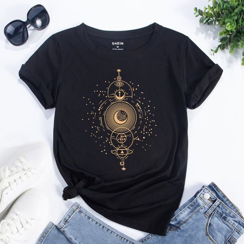 T-shirt lune et imprimé géométrique - SHEIN - Modalova