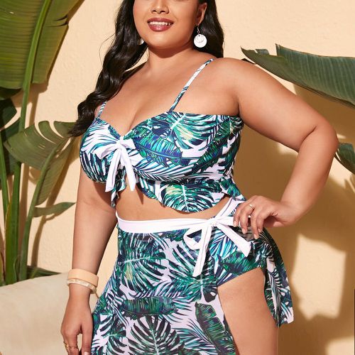 Bikini à imprimé tropical taille haute & Paréo - SHEIN - Modalova