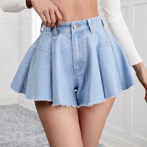 Short en jean à ourlet effiloché délavé - SHEIN - Modalova