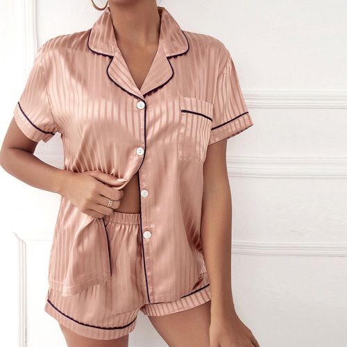 Ensemble de pyjama en satin à liseré contrastant - SHEIN - Modalova