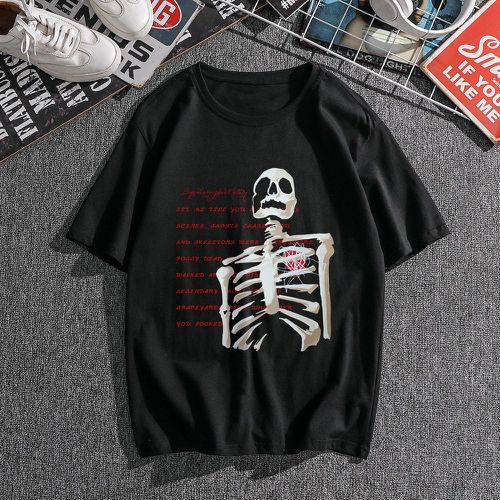 T-shirt à motif slogan et squelette - SHEIN - Modalova