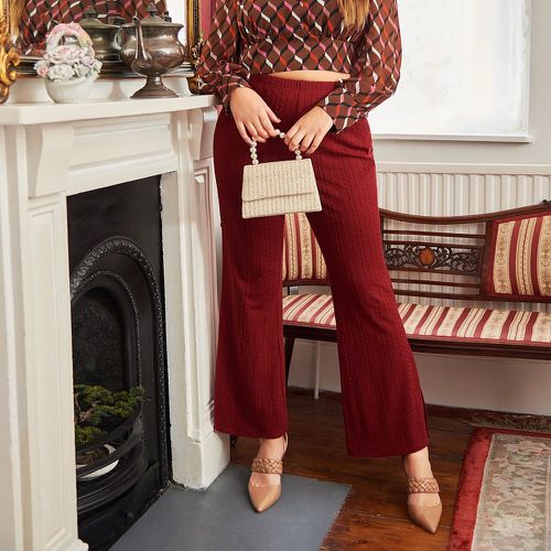 Pantalon évasé taille haute en tricot torsadé - SHEIN - Modalova