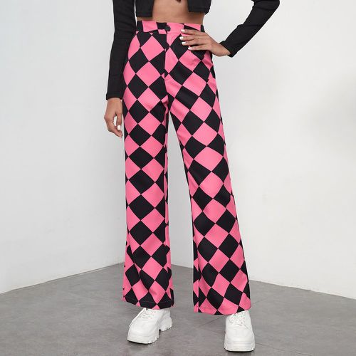 Pantalon à imprimé losange taille haute - SHEIN - Modalova