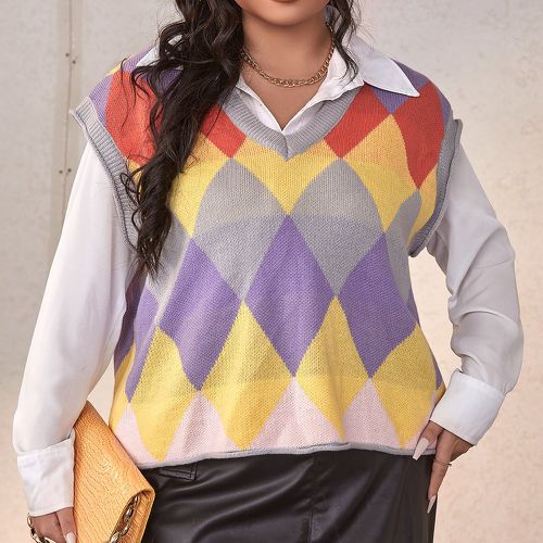 Top gilet en tricot versicolore à motif géométrique - SHEIN - Modalova