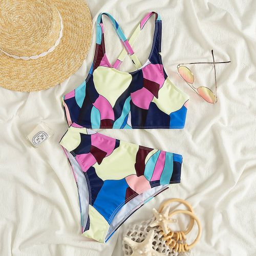 Bikini à blocs de couleurs taille haute - SHEIN - Modalova