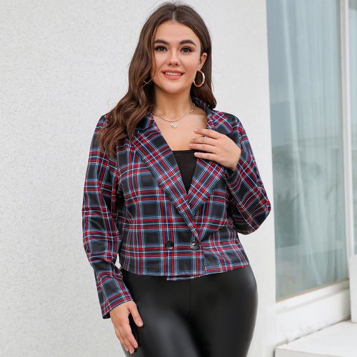 Blazer à imprimé tartan col à revers - SHEIN - Modalova