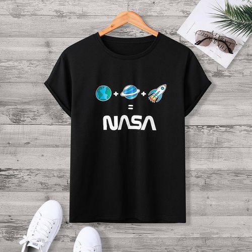 T-shirt à imprimé lettre et planète - SHEIN - Modalova