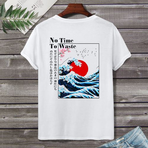T-shirt vague et lettre japonaise - SHEIN - Modalova