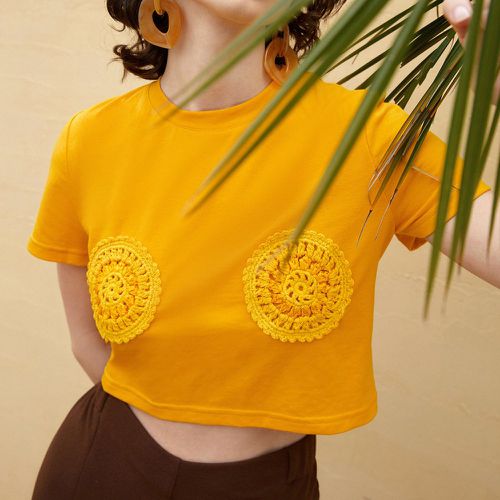 Crochet fleur T-shirt court - SHEIN - Modalova