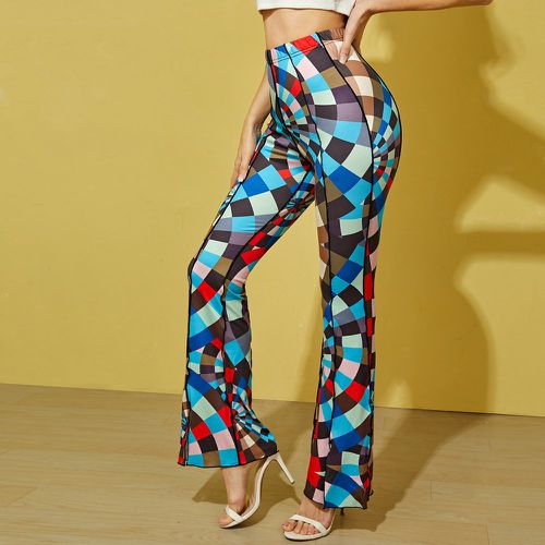 Pantalon à imprimé géométrique à couture évasé fendu - SHEIN - Modalova