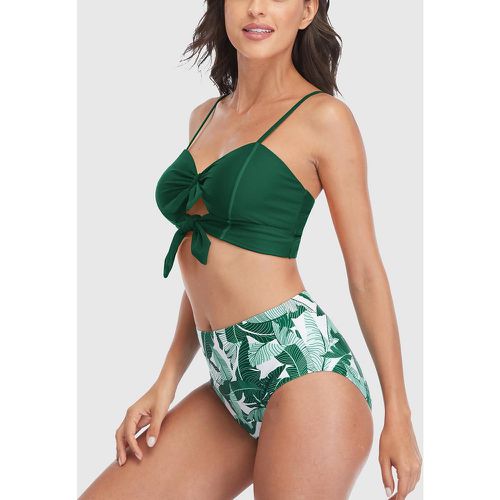 Bikini à imprimé tropical découpe à nœud - SHEIN - Modalova
