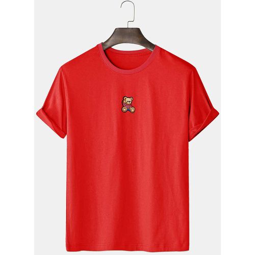 T-shirt à motif ours dessin animé à broderie - SHEIN - Modalova