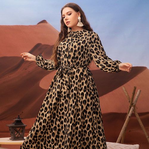 Robe chemise léopard manches bouffantes ceinturé - SHEIN - Modalova