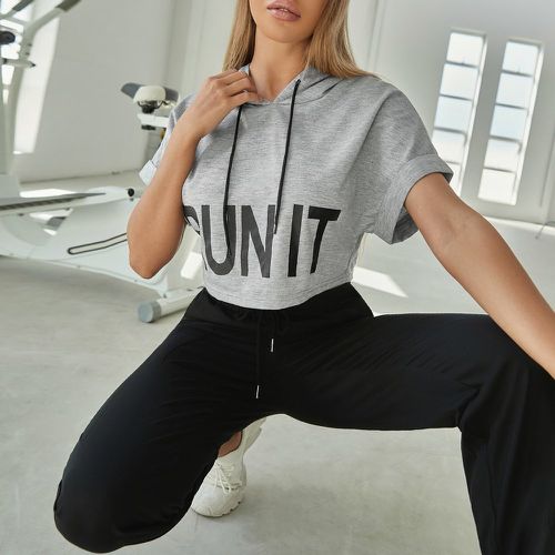 Sweat-shirt à capuche à lettres à cordon sport - SHEIN - Modalova