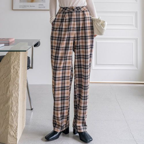 Pantalon tailleur à carreaux à poches - SHEIN - Modalova