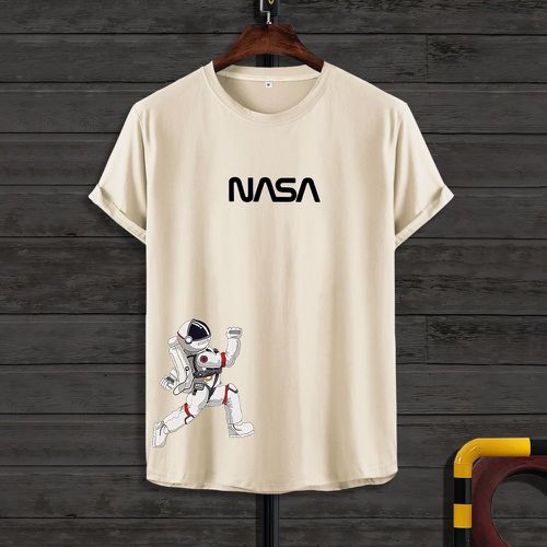 T-shirt lettre et à imprimé astronaute - SHEIN - Modalova