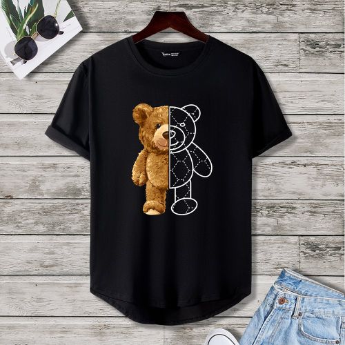 T-shirt à imprimé ours asymétrique - SHEIN - Modalova