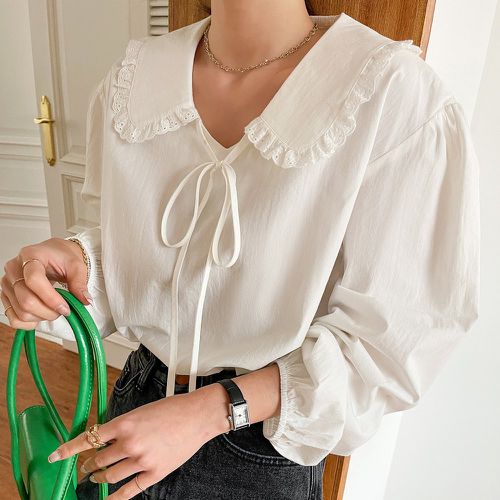 Blouse à nœud à col claudine manches bouffantes - SHEIN - Modalova