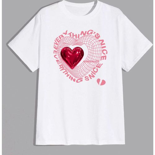 Homme T-shirt slogan cœur - SHEIN - Modalova