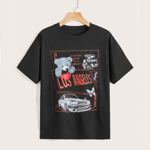 T-shirt lettre à motif ours dessin animé & voiture - SHEIN - Modalova