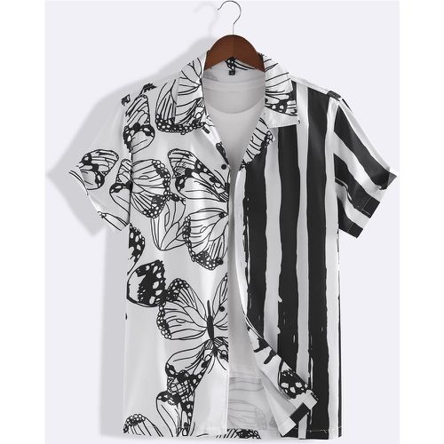 Chemise à rayures & à imprimé papillon (sans t-shirt) - SHEIN - Modalova