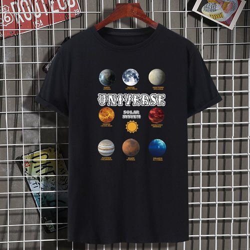 Homme T-shirt planète & à lettres - SHEIN - Modalova