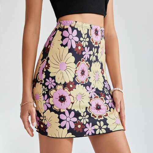 Jupe droite taille haute à imprimé floral - SHEIN - Modalova