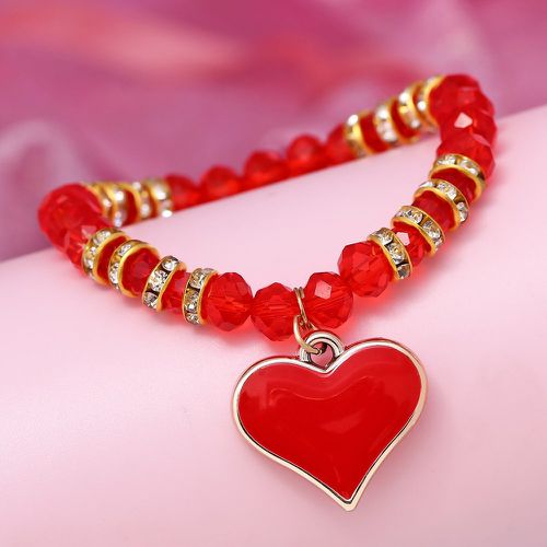 Bracelet perlé avec strass à breloque cœur - SHEIN - Modalova