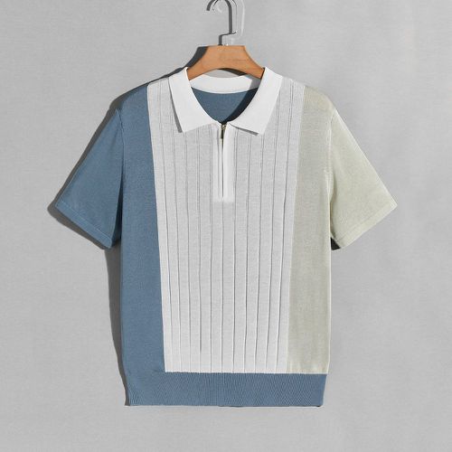 Top en tricot à blocs de couleurs zippé - SHEIN - Modalova