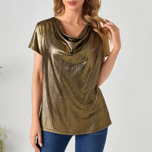 T-shirt à col bénitier métallique - SHEIN - Modalova