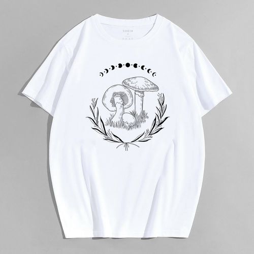 T-shirt à imprimé champignon et lune - SHEIN - Modalova