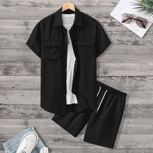 Chemise poche à rabat à bouton & Short à cordon (sans t-shirt) - SHEIN - Modalova