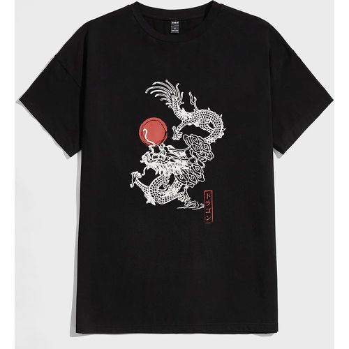 T-shirt à imprimé dragon chinois et lettres - SHEIN - Modalova