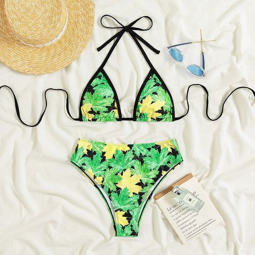 Bikini à imprimé végétale triangulaire taille haute - SHEIN - Modalova