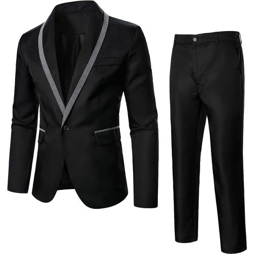 Pièce Blazer à bordure contrastante à col châle & 1 pièce Pantalon tailleur - SHEIN - Modalova