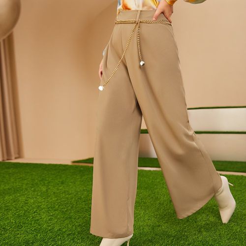 Pantalon ample zippé à plis avec chaîne - SHEIN - Modalova