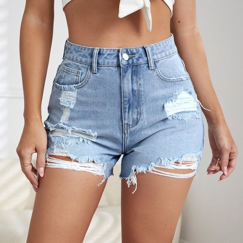 Short en jean taille haute déchiré - SHEIN - Modalova