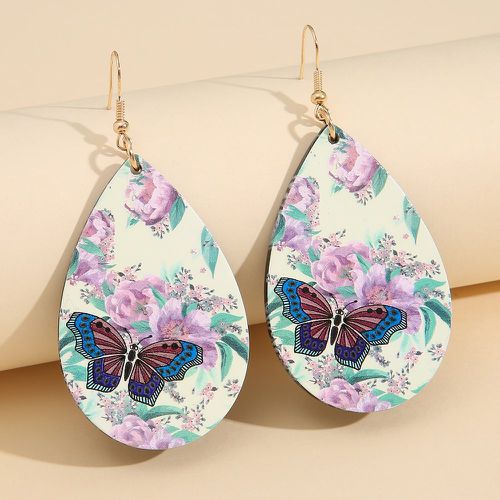 Boucles d'oreilles design goutte d'eau à motif papillon - SHEIN - Modalova
