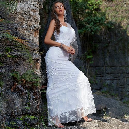 Robe de mariage à fines brides applique en tulle long - SHEIN - Modalova