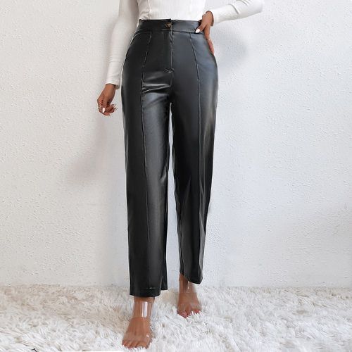 Pantalon droit taille haute en cuir PU - SHEIN - Modalova