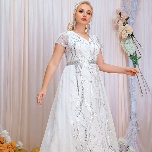 Robe de mariage à paillettes en dentelle en tulle - SHEIN - Modalova
