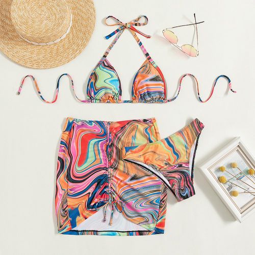 Bikini triangulaire ras-du-cou fluide avec jupe de plage - SHEIN - Modalova