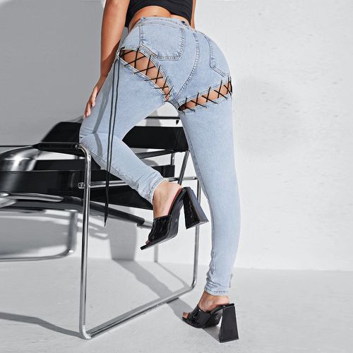 Jean skinny taille haute à lacets - SHEIN - Modalova