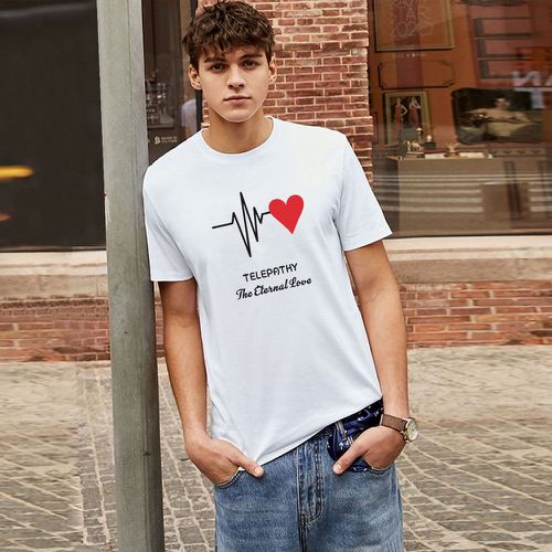 T-shirt à imprimé cœur et slogan - SHEIN - Modalova
