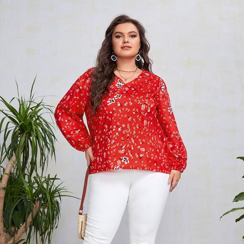 Blouse à imprimé floral à manches bouffantes - SHEIN - Modalova