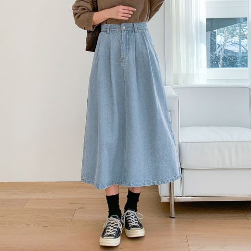 Jupe en jean taille haute à poches (sans ceinture) - SHEIN - Modalova