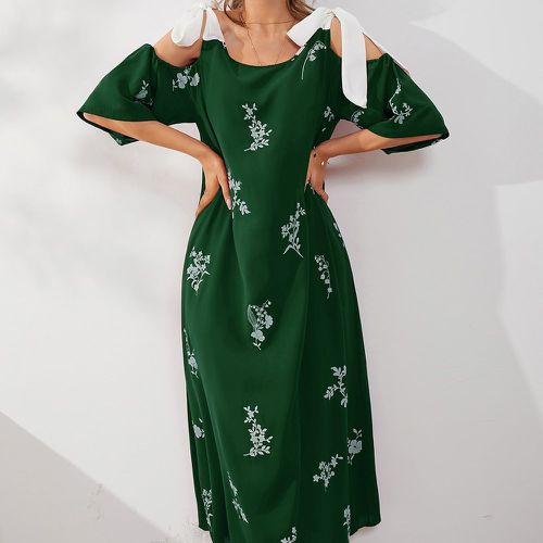 Robe de nuit à imprimé floral à nœud à épaules dénudées - SHEIN - Modalova