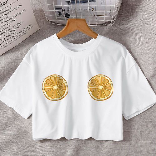 T-shirt court à imprimé citron - SHEIN - Modalova