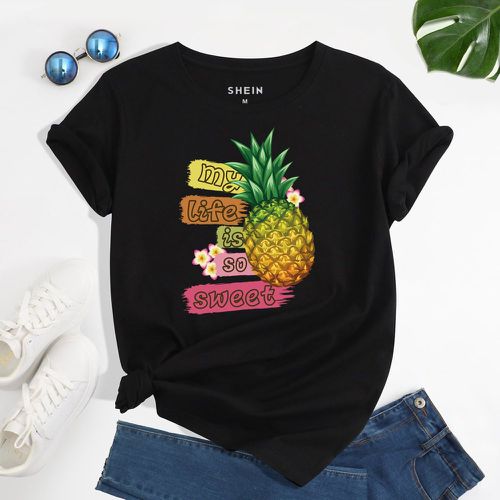 T-shirt à motif slogan et ananas - SHEIN - Modalova