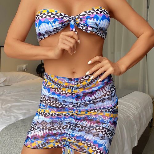 Bikini à imprimé à nœud avec jupe de plage - SHEIN - Modalova